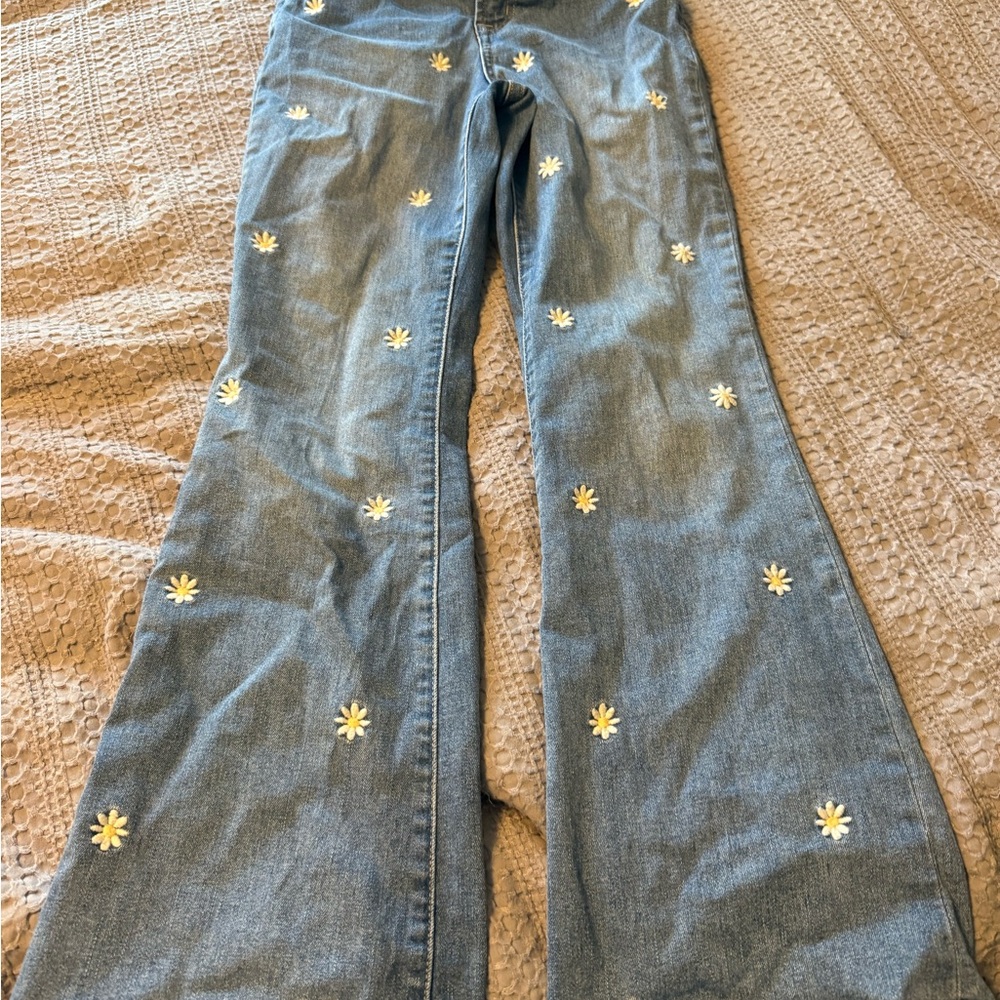 GAP Blue Retro Flare Jeans with Daisy Embroidery